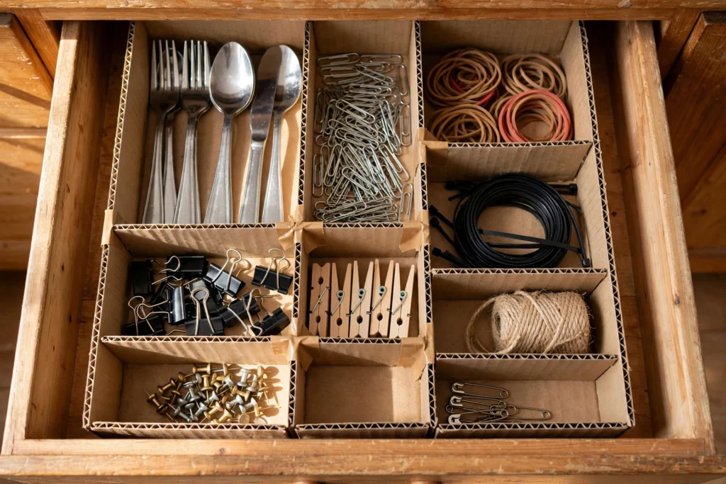 Drawer with DIY cardboard dividers