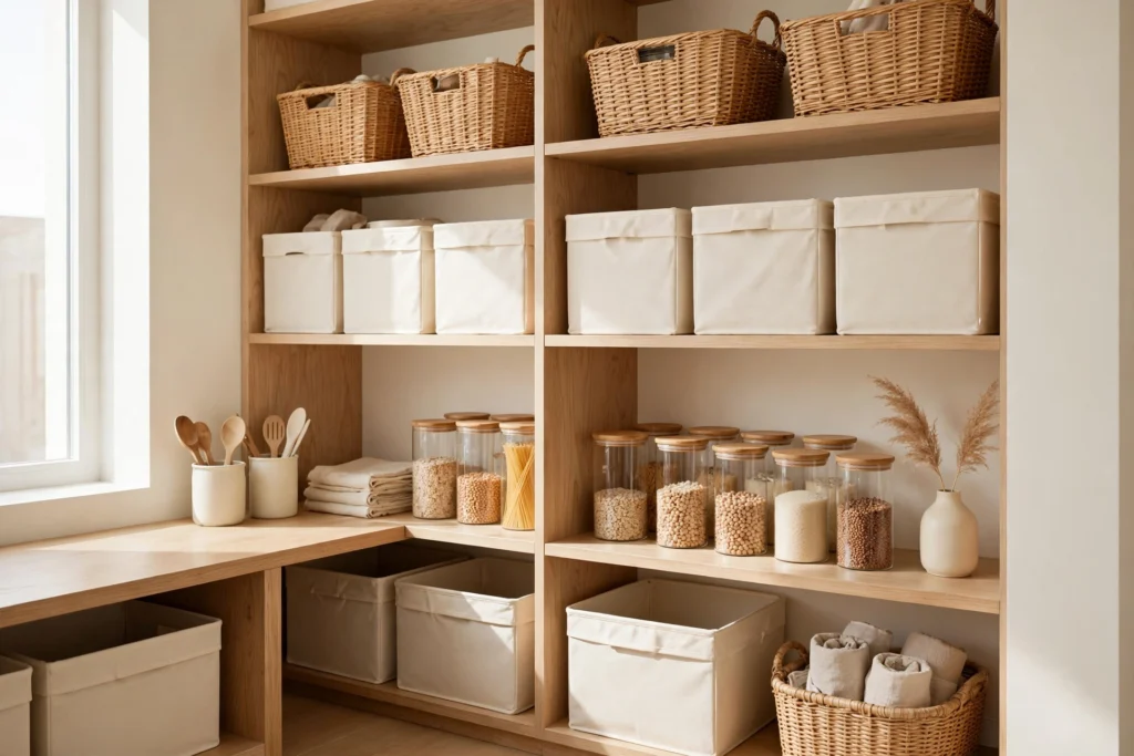 Tidy organized home with affordable labeled storage