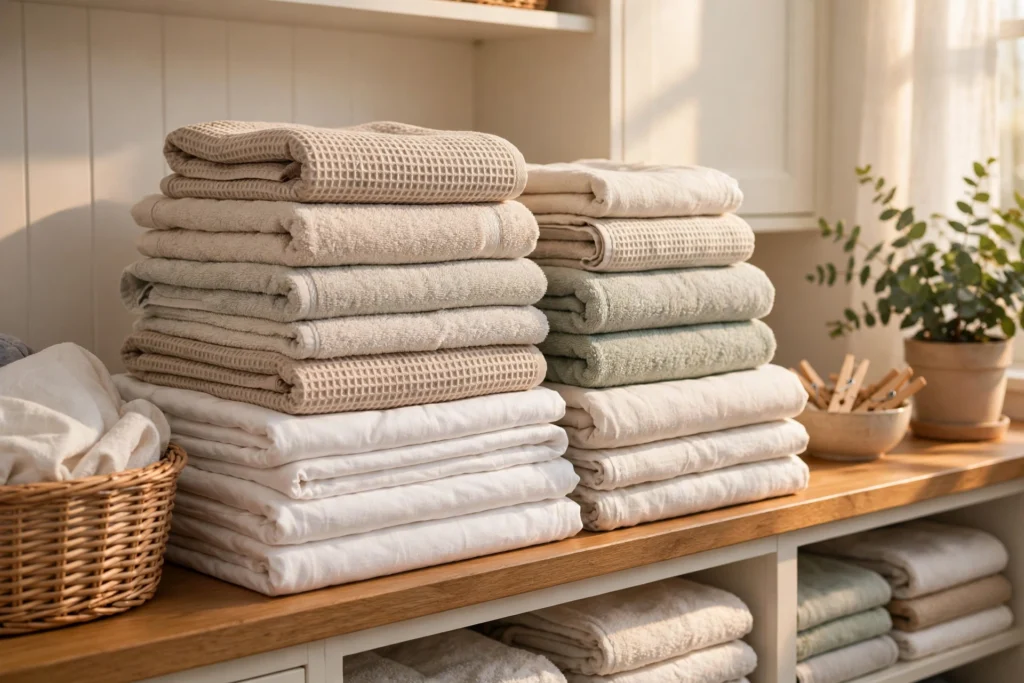 Neatly folded fresh laundry