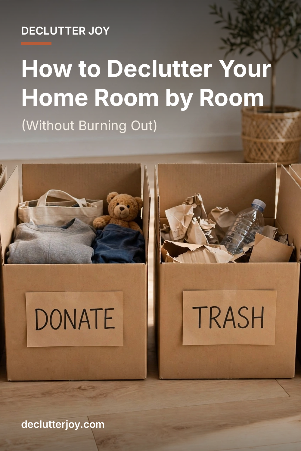 How to Declutter Your Home Room by Room - Declutter Joy pin graphic